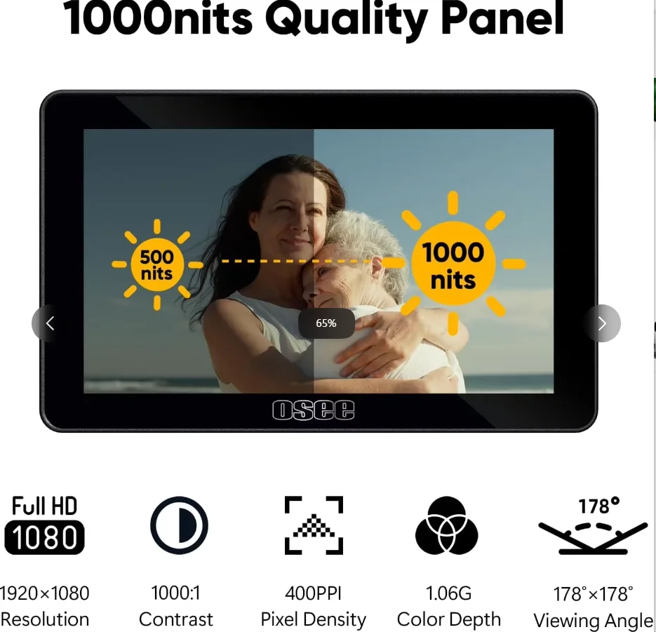 OSEE Lilmon 5 Monitor 5.5 inch 1000nits Touch 4K HDMI On-camera