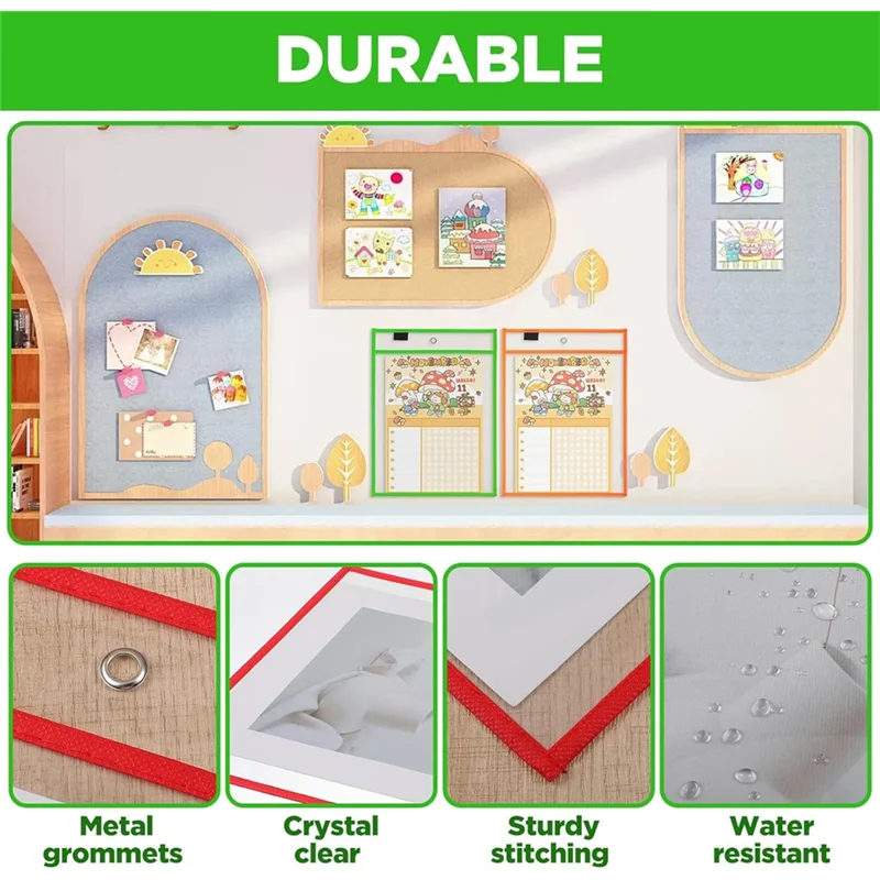 Porta-bilhetes de loja de plástico transparente EF-resistente à água, porta-bilhetes de trabalho variados de 25 pacotes (largura de 9,8" x 14" de altura)