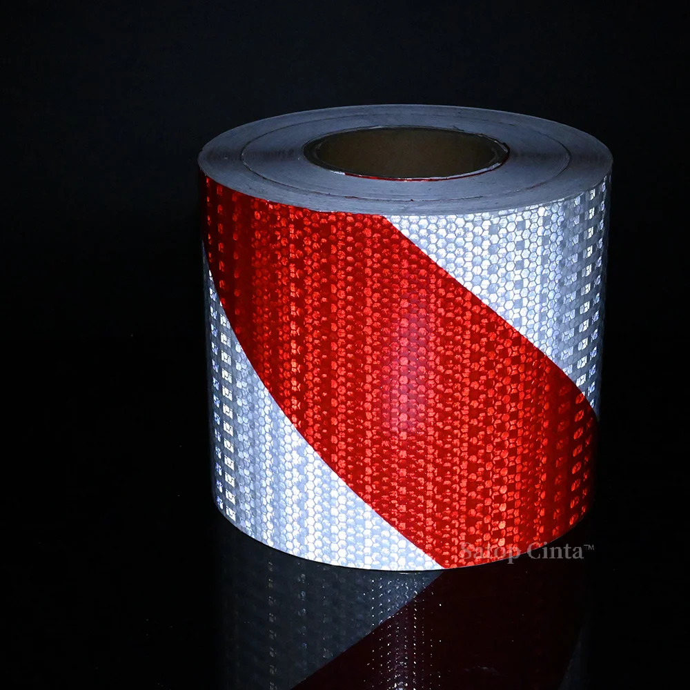 15cm Twill Reflective Tape Red White Waterproof Self Adhesive Caution Safety Film Conspicuity Reflector Sticker For Trailer Boat