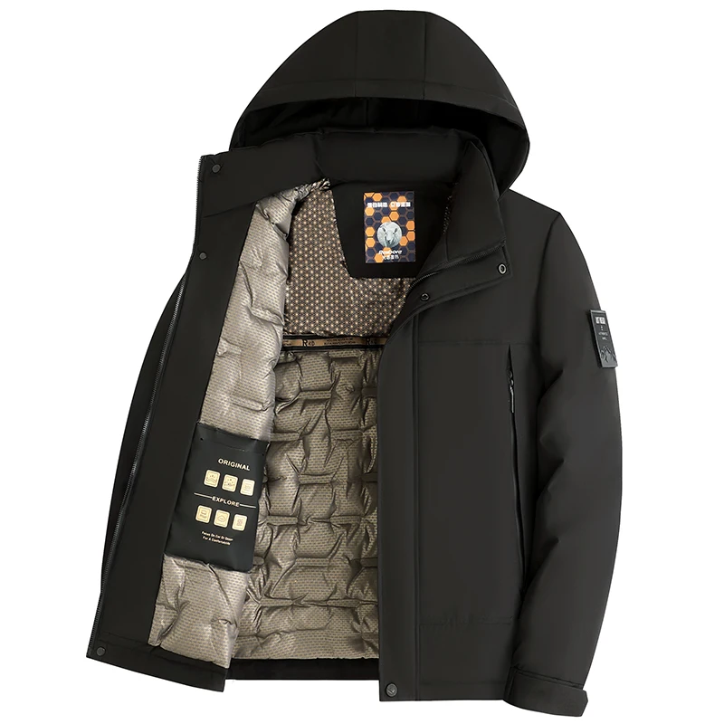 

Winter Graphene Three Proof Wool Parkas New Thickened Warm Velvet Clothing Cotton Clothes Men's Fashion Detachable Hooded Jacket