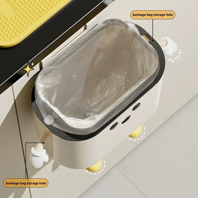 9L/12L DIY Cream Wall Mounted Garbage Can for Household Kitchen and Bathroom with Narrow Seam Waterproof Garbage Can image 3