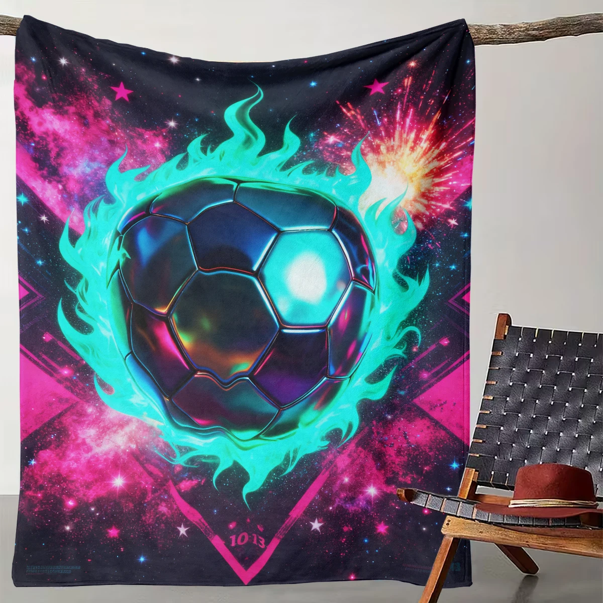 

1 Neon Football Interstellar Flame Blanket Sports Trendy Cool Style Home Decoration Blanket