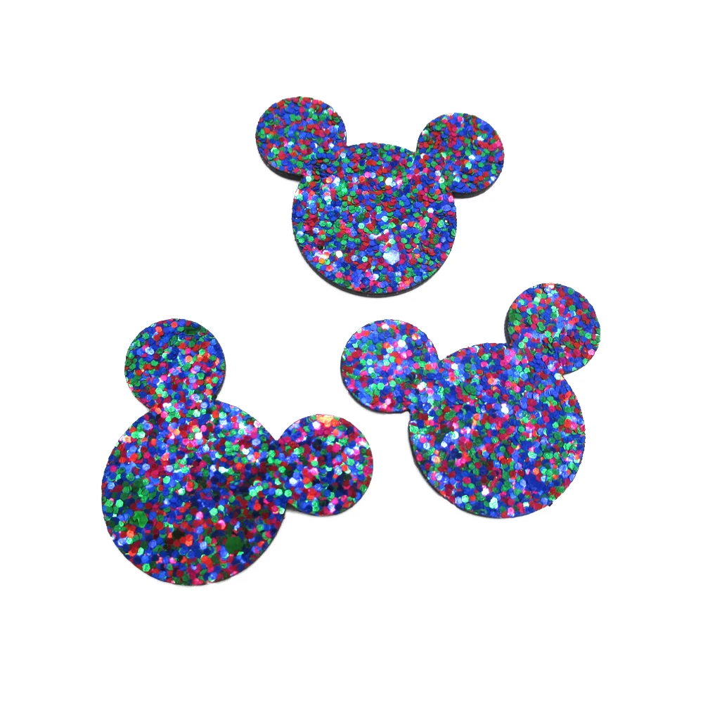 Disney Mickey Head 5pcs/lot Planar Resin Flatback Glitter Acrylic Craft Supplies Cabochon Scrapbook DIY Hair Bow Bag Material