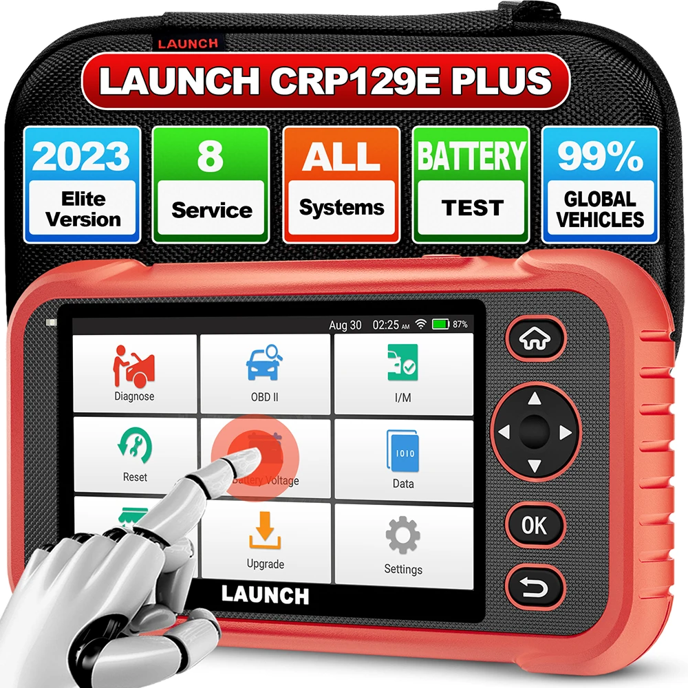 LAUNCH X431 CRP129E PLUS Full System Diagnostic Tools OBD2 Scanner 8 Reset Functions Oil SAS EPB TPMS DPF 2 Years Free Update