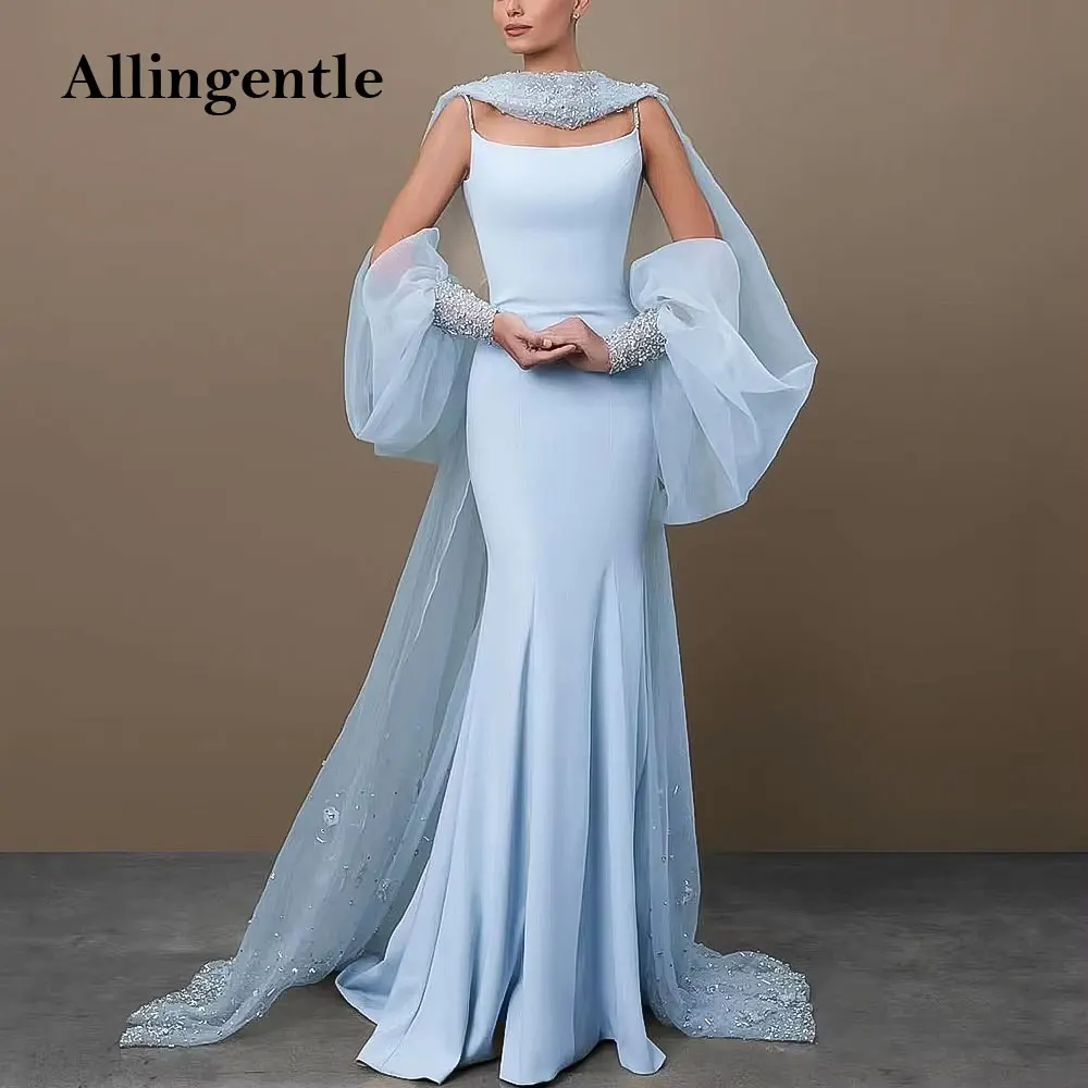 

Роскошное вечернее платье русалки на тонких бретельках длиной до пола, сексуальное с открытой спиной и бисером, со шлейфом, женские вечерние платья по индивидуальному заказу