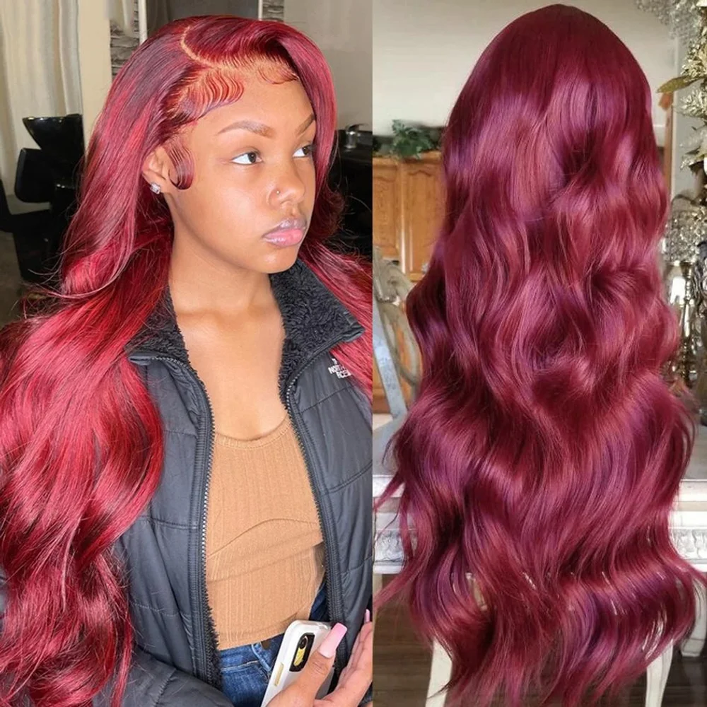 

New 30 Inch Hd Wig 13x6 Hd Frontal Wig 13x4 Wine Red Lace Front Human Hair Wigs 99j Burgundy Body Wave Lace Front Wigs