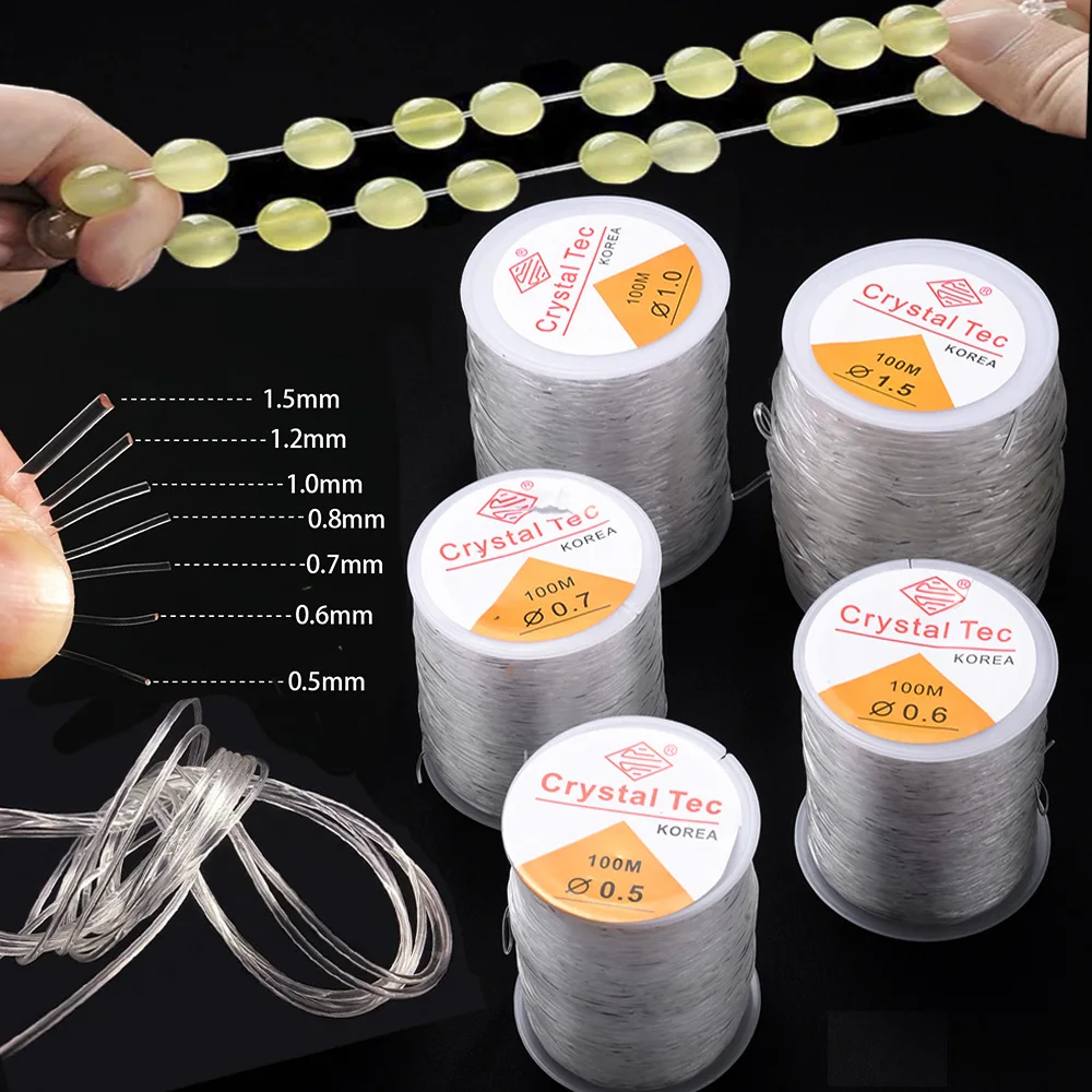 0.5-1.5mm cabo de fio elástico transparente linha elástica de cristal para fazer jóias diy pulseira colar acessórios frisados