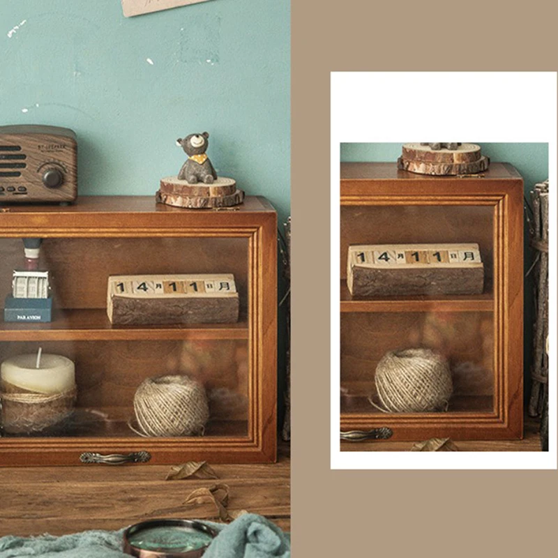 Wall Display Box Wood Cabinet Shadow Case Storage Mug Wooden Bread Organizer Holder Shelves Cup Countertop Rack Boxes