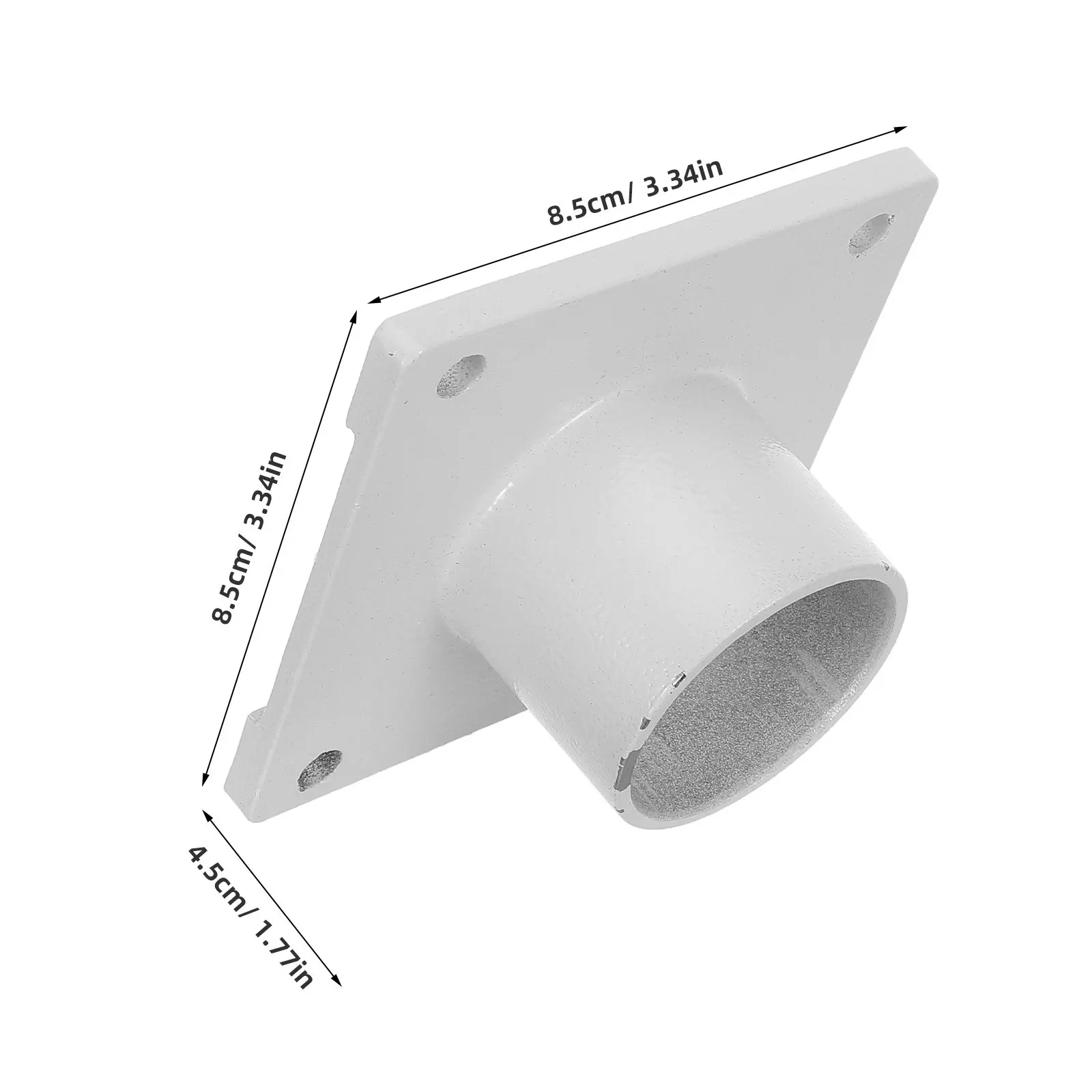 Square Dryer Outlet Flange Metal Base Connector 3.35x3.35x1.77in Industrial Discharge Adapter Replacement for Material