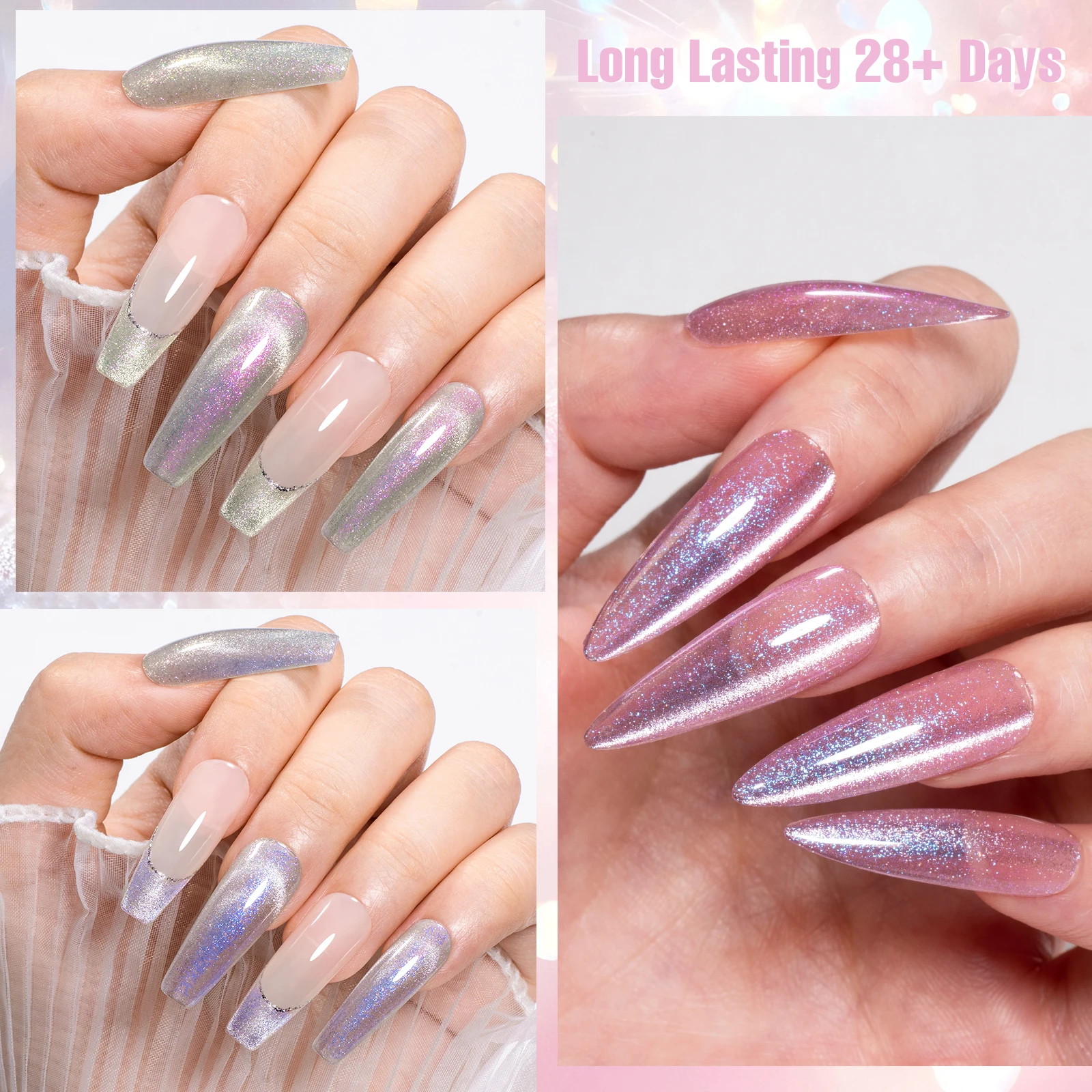 9PCS/SET Mtssii Purple Pink Magnetic Gel Nail Polish Fresh Blue-Green Cat's Eye UV Nail Gel Super Shiny Luster Dazzling Varnish