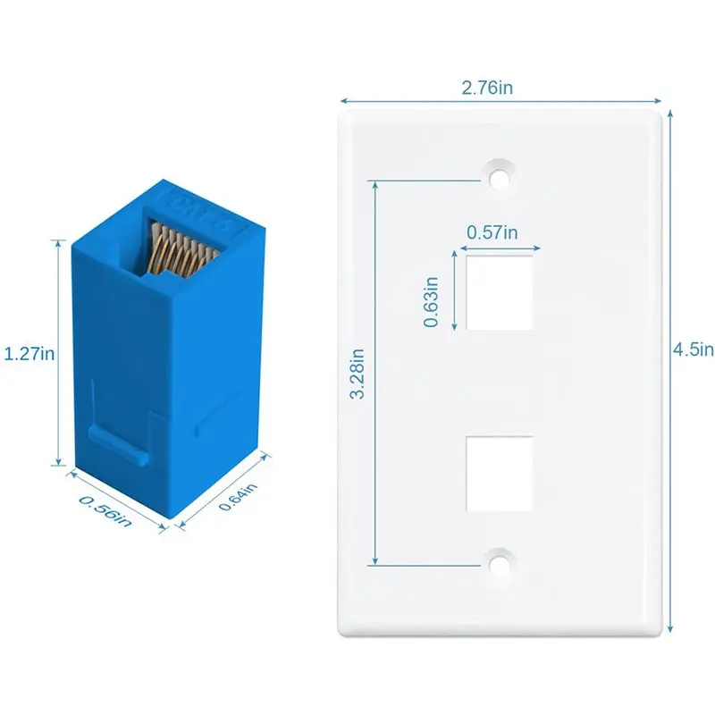 6-Pack 2 Port Ethernet Wall Plate, RJ45 Cat6 Female To Female Jack Inline Coupler Face Plates, 2-Port