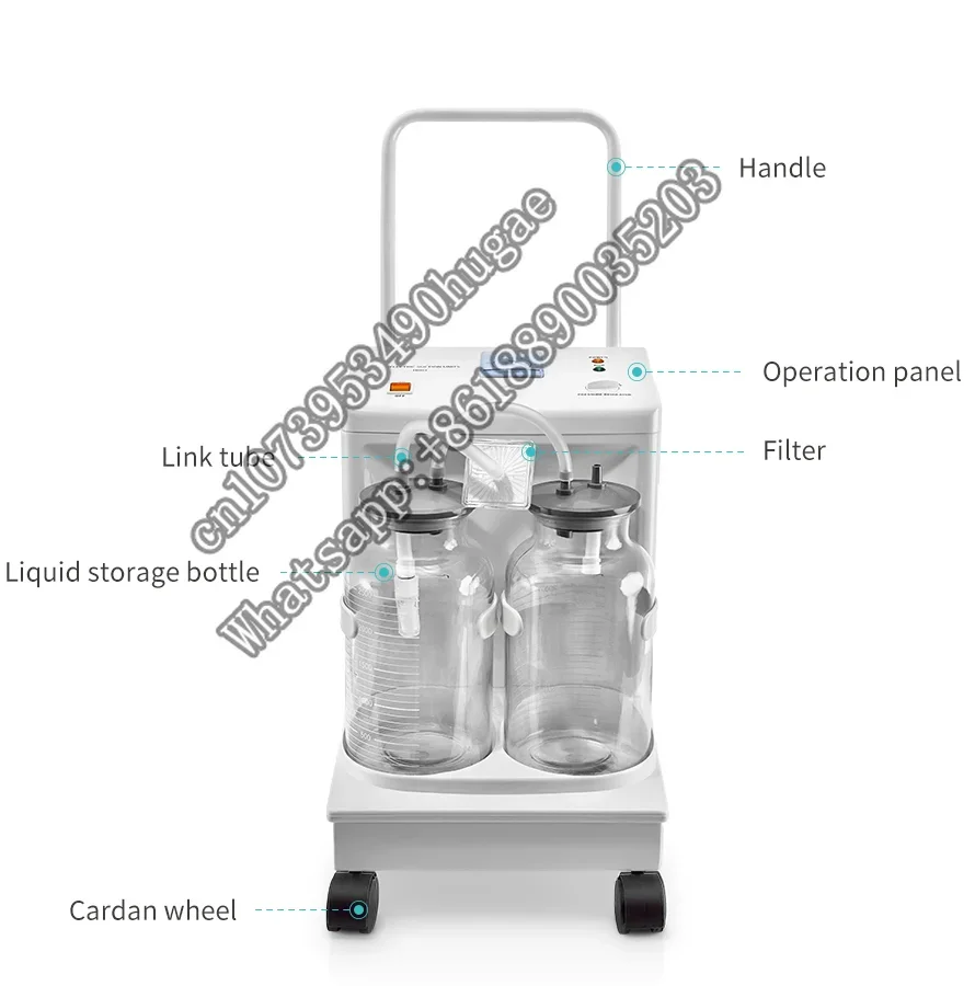 Hot sell Medical electric suction pump apparatus aspirator double bottles suction trolley unit machine vaccum