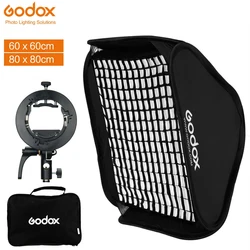 Godox 60CM 80CM Soft Box Ajustable Speedlight Softbox S2 Bracket Bowens Mount Kit Honeycomb Grid for Speedlite Studio Shooting