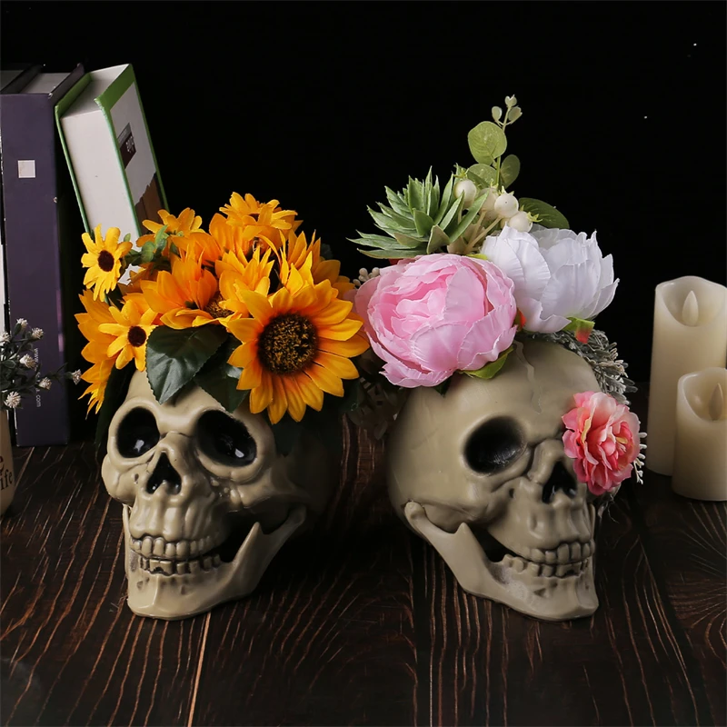 Simulation Skull Props Horror Chamber Of Secrets Haunted House Sunflower Venue Layout Holiday Atmosphere Plastic Ornaments