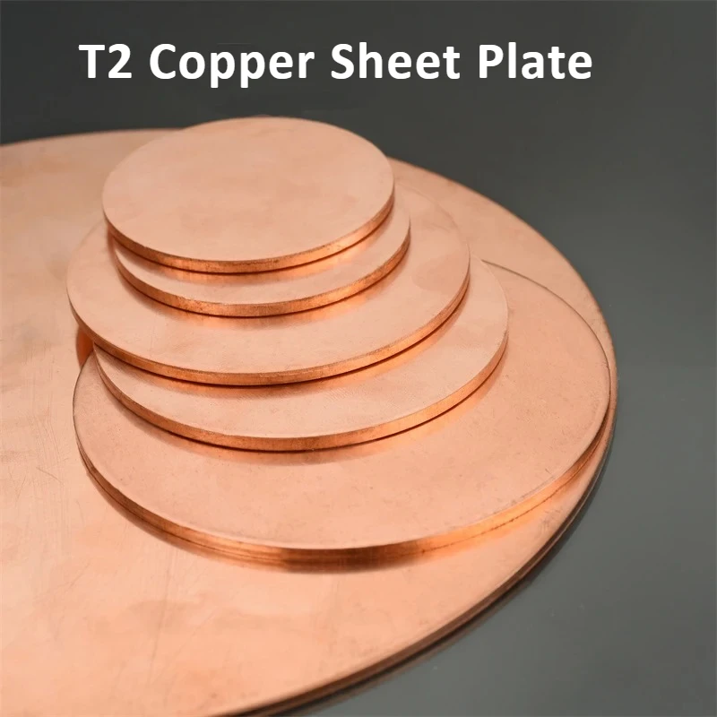 

T2 Copper Sheet Plate Dia 50mm 100mm 150mm 200mm Copper Disc Round Plate Sheet Thickness 0.8/1/1.5/2/2.5/3mm
