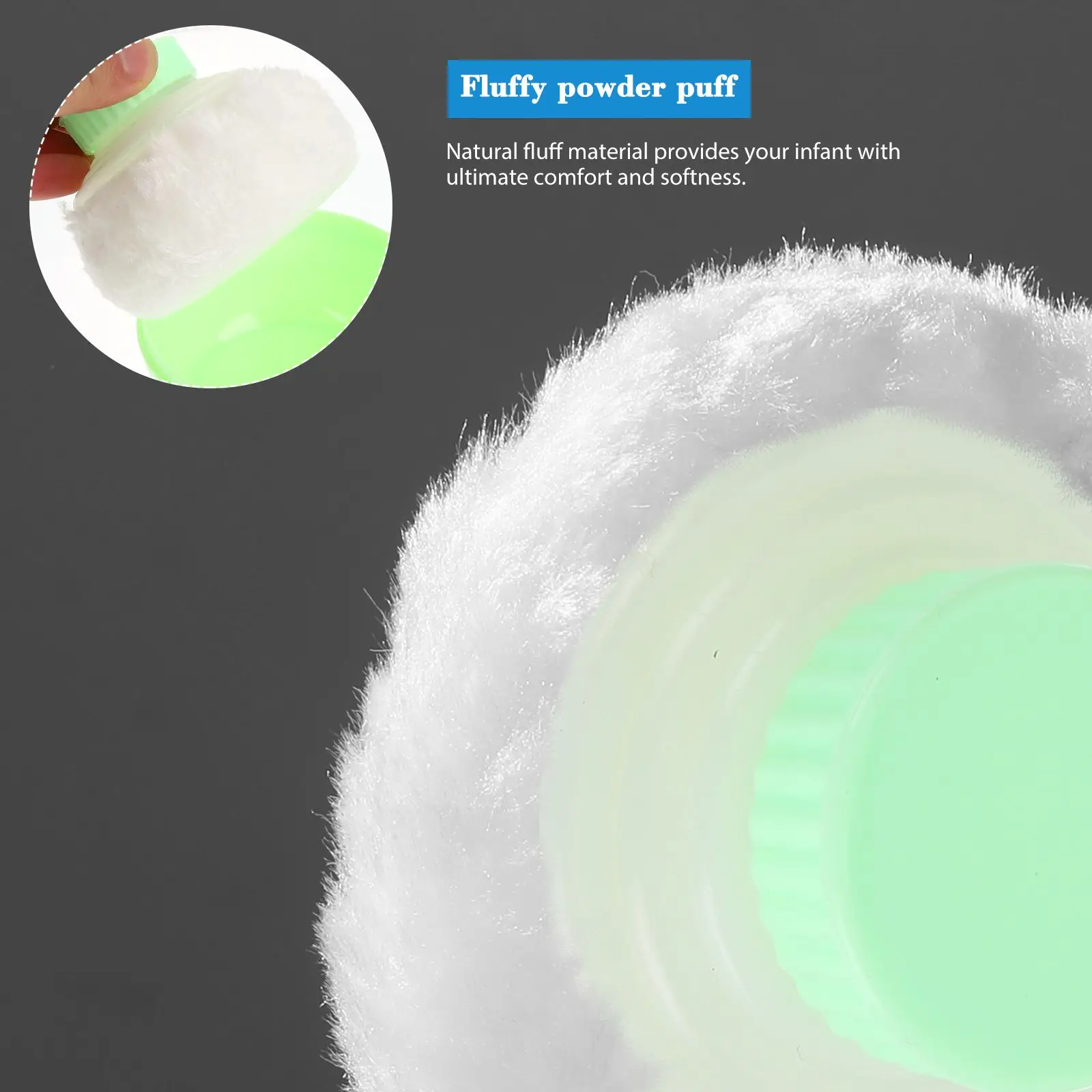 2Pcs Baby Puff Box Green Containers Talc Dusting Loose For Loose Powder Powder Compact Makeup Puff Reusable