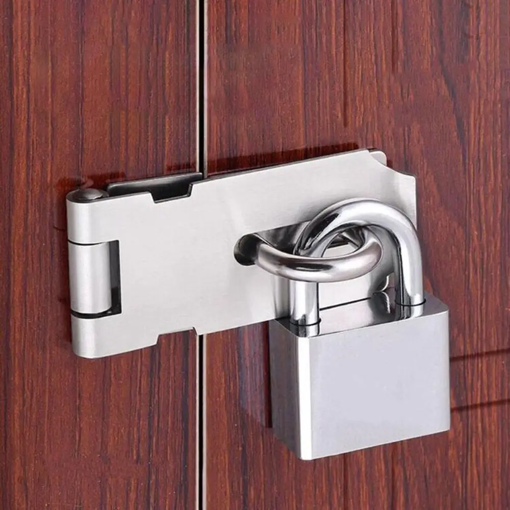 Practical Stainless Steel Padlock Hasp Household Right Angle Door Clasp Lock 90 Degree Burglar-proof Door Buckle