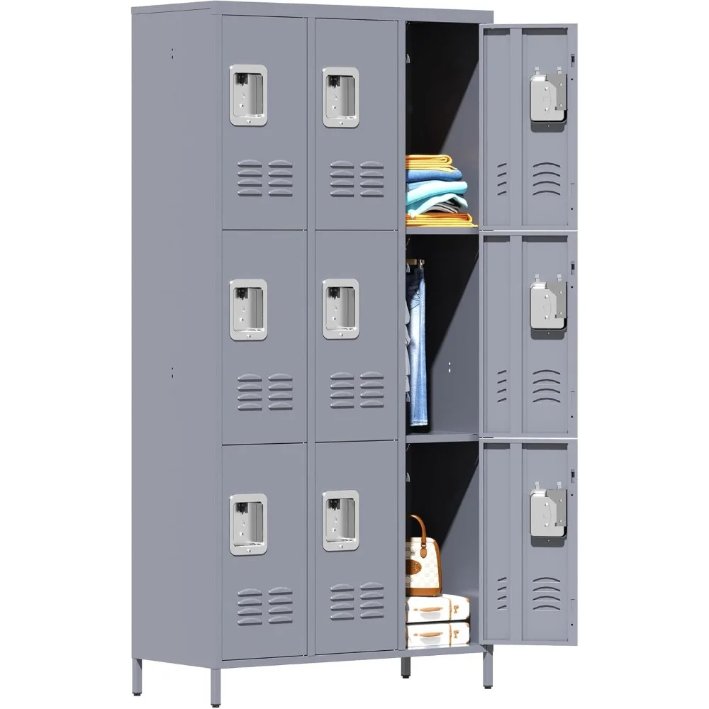 

9 Doors Metal Storage Locker, Locker Storage Cabinet for Gym Office School, Tall Steel Locker Cabinet for Employees, Assemble Re