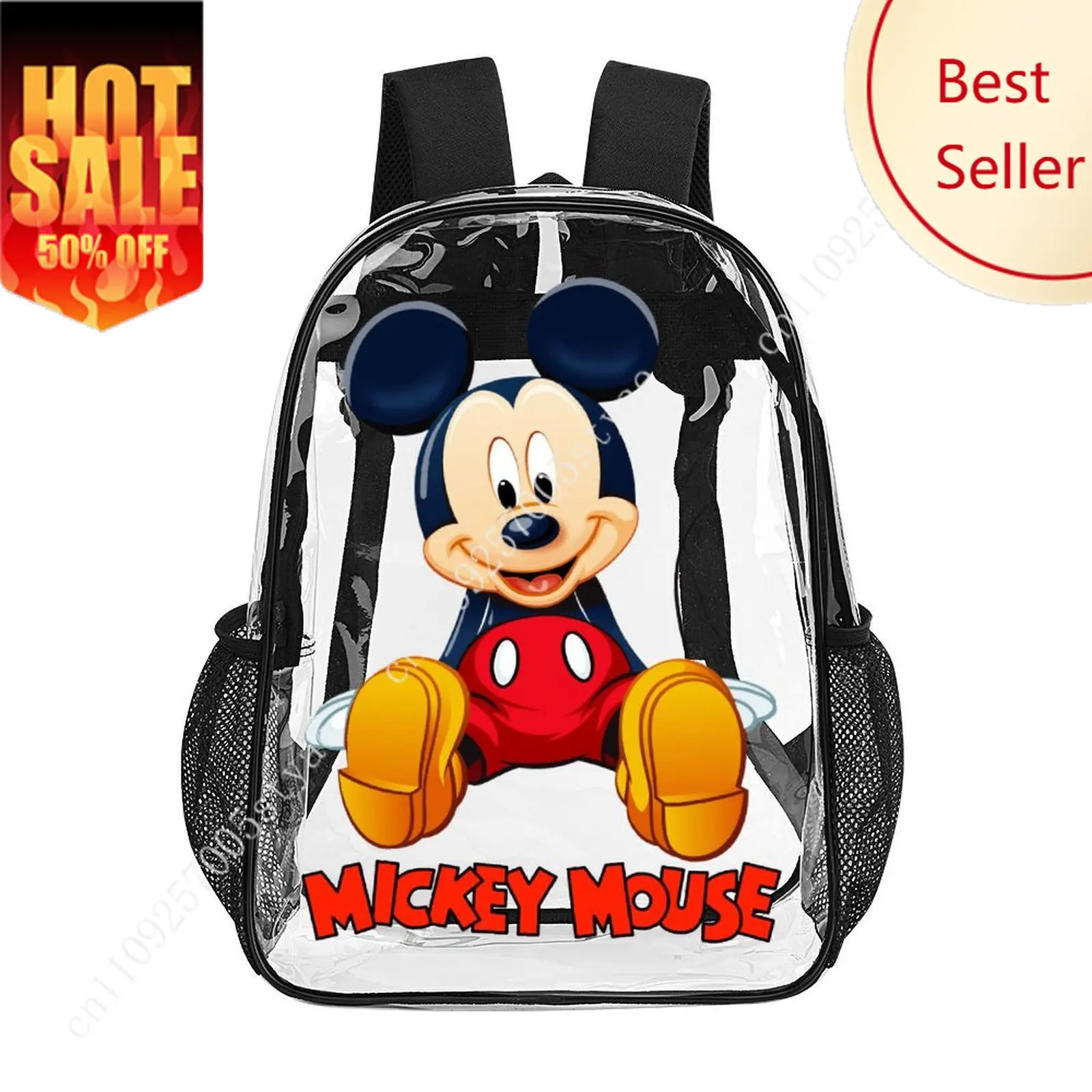 

Mickey Mouse Transparent Backpack Disney Cartoon Decorative Bag Design Your Photos Logos Text Customized Party Holiday Gifts