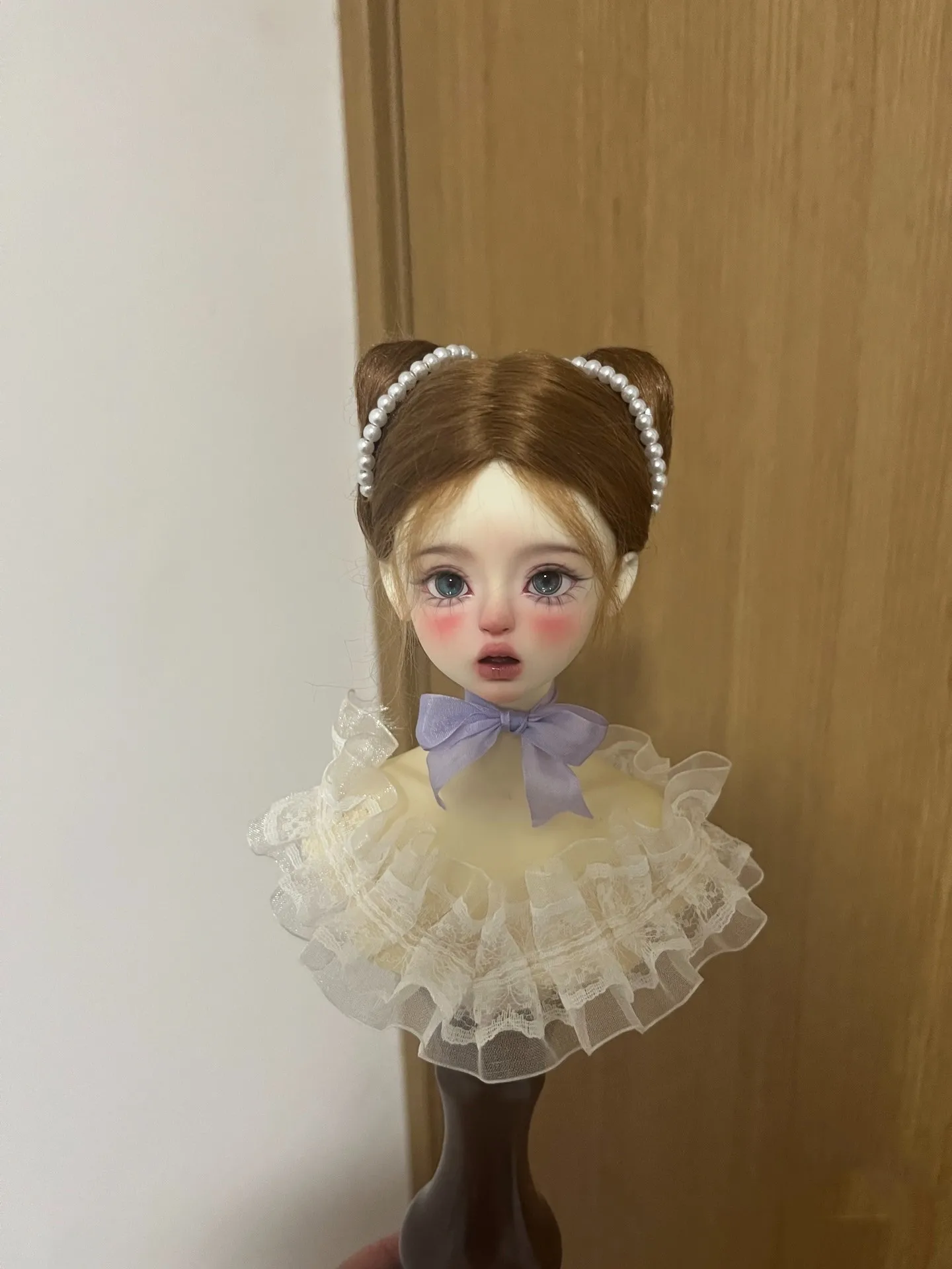 Brown cat ear style wig 1/4 BJD doll hardhead shell wig free shipping