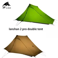 3F UL GEAR Lanshan Pro 1 Person Single Double Tent Ouedoor Camping 3-4 Season Ultralight 20D Nylon Rodless Tent Trekking Poles