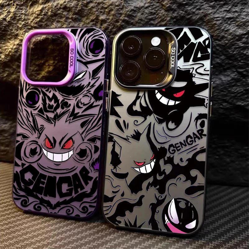 Luxury P-Pokemon Gengar Plating Case for Samsung Galaxy S24 S23 S22 S21 Ultra Plus FE A54 A34 A24 A14 A73 A53 A33 5G Note 20