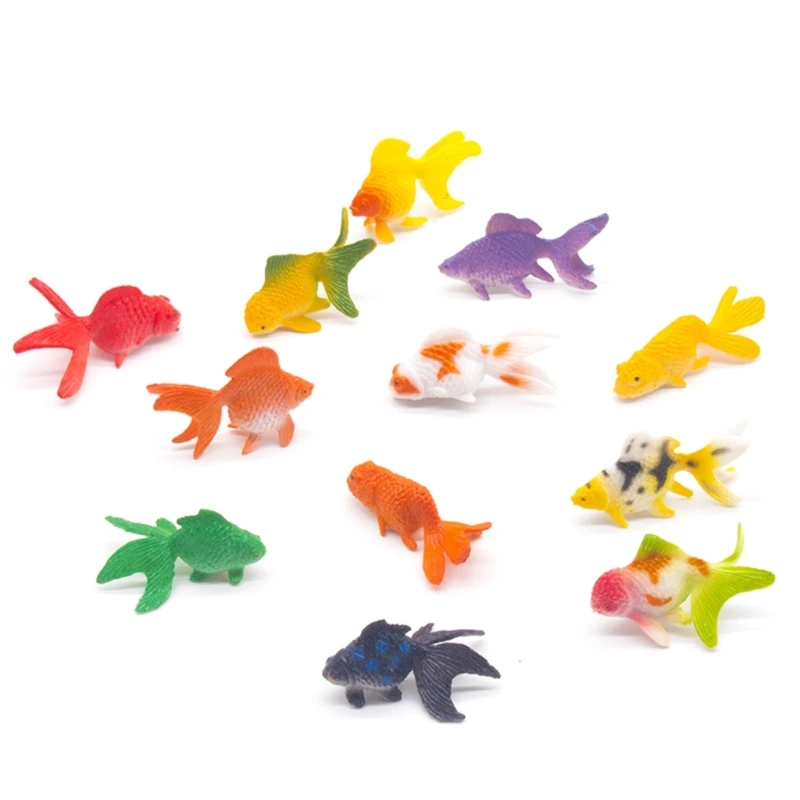 12pcs Plastic Goldfish Ornament Miniatures Figures Ocean Animals Plastic Aquariums Landscape Fish Dropsale