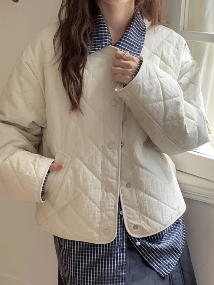 

Korean Sle ort Cotton Jaet Women's Casual Versatile Simple Warm Outerwear Top Small Cotton Clothes Spring Autumn Winter