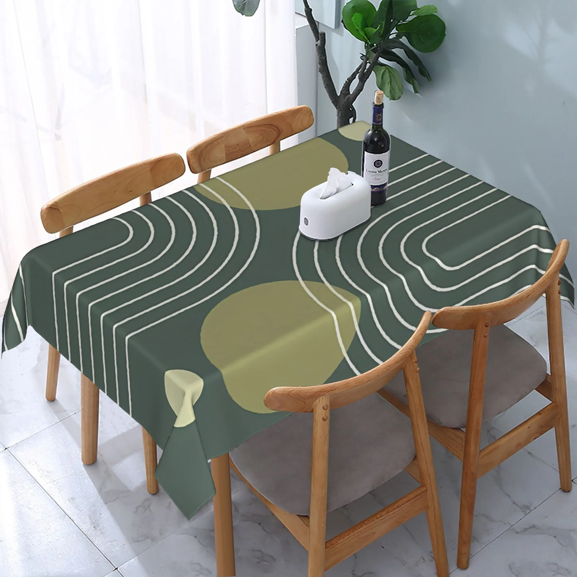One piece of Morandi green tablecloth - Artistic style tablecloth filter, made of durable polyester fabriczyc