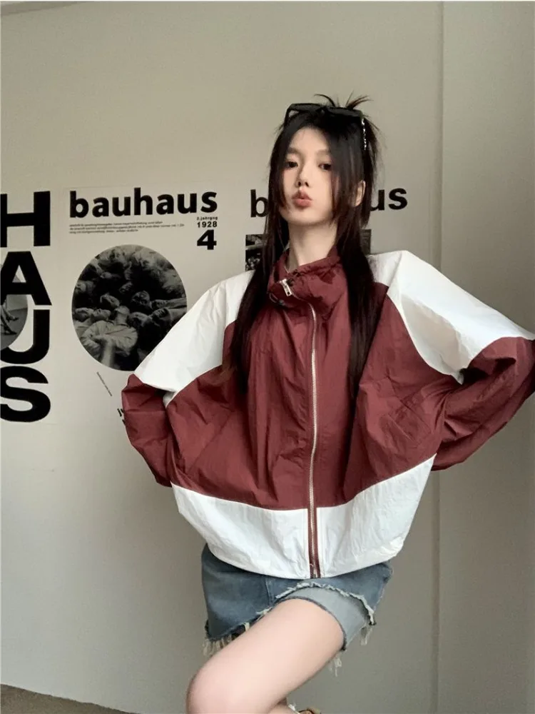 Korean Version of The Casual Sports Coat Oversized Y2K Summer Thin Section Outdoor Sunscreen Windbreaker Varsity Jacket Women