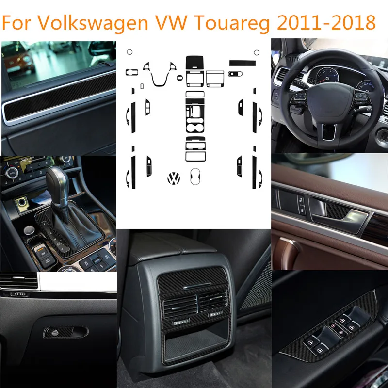 

Car Accessories Interior Carbon Fiber Door Trim Strip Gear Panel Wait Stickers Decorative For Volkswagen VW Touareg 2011-2018