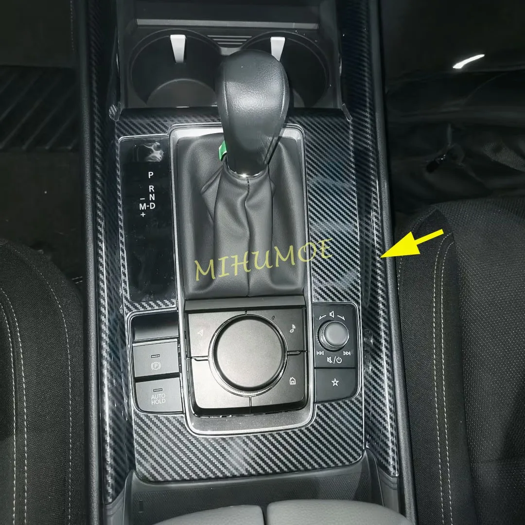 

Stainless Steel Carbon Fiber Look Interior Gear Shift Shifter Panel Cover Trims For Mazda CX-50 CX50 2023 2024