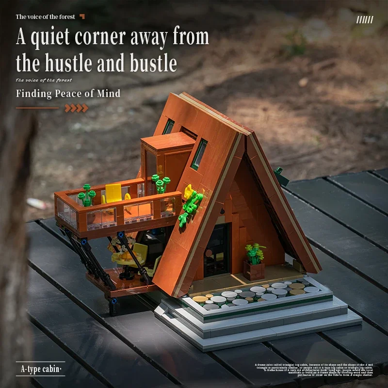A-Frame House Building Blocks MOC ชุด Creative การวิเคราะห์ประกอบอิฐเดสก์ท็อปตกแต่งของเล่น STEM วันหยุดของขวัญครอบครัว