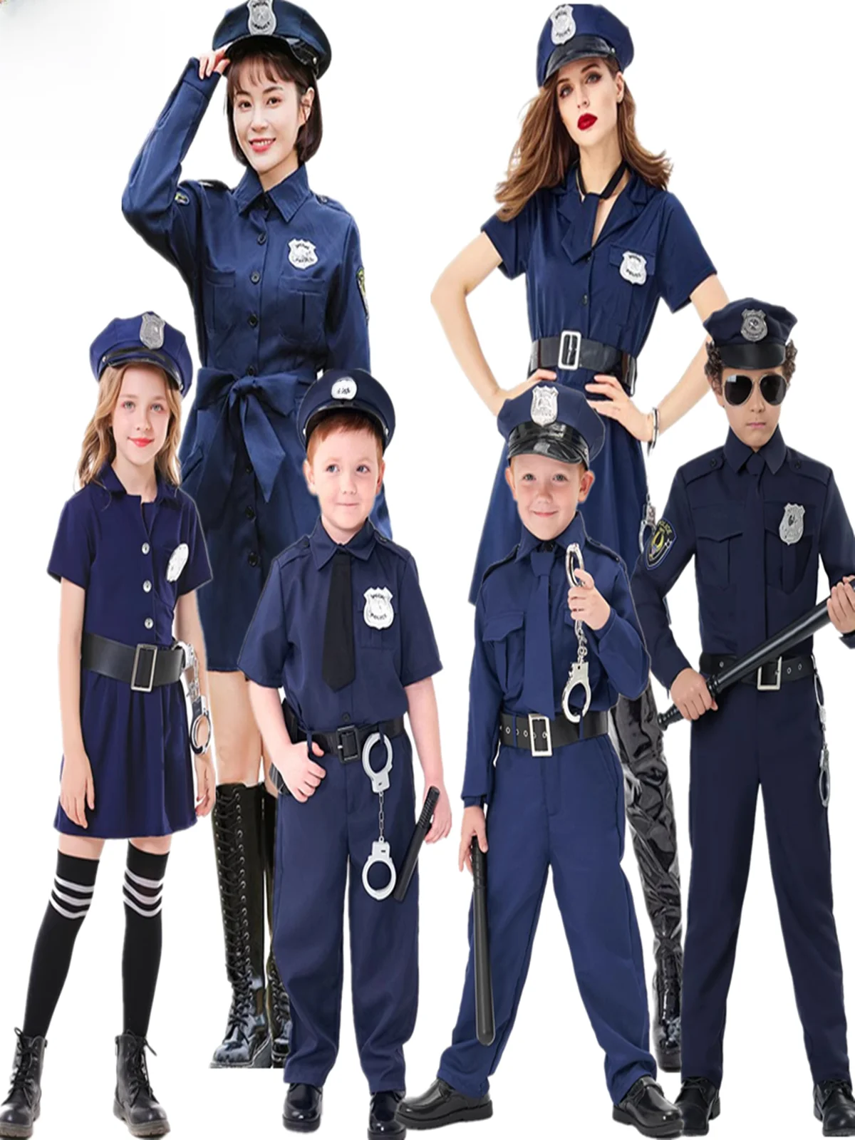 ชุดคอสเพลย์ตำรวจหญิงสำหรับวันฮาโลวีน ชุดกิจกรรมสำหรับแม่ลูก ชุดตำรวจหญิงแบบดั้งเดิมของจีน...
