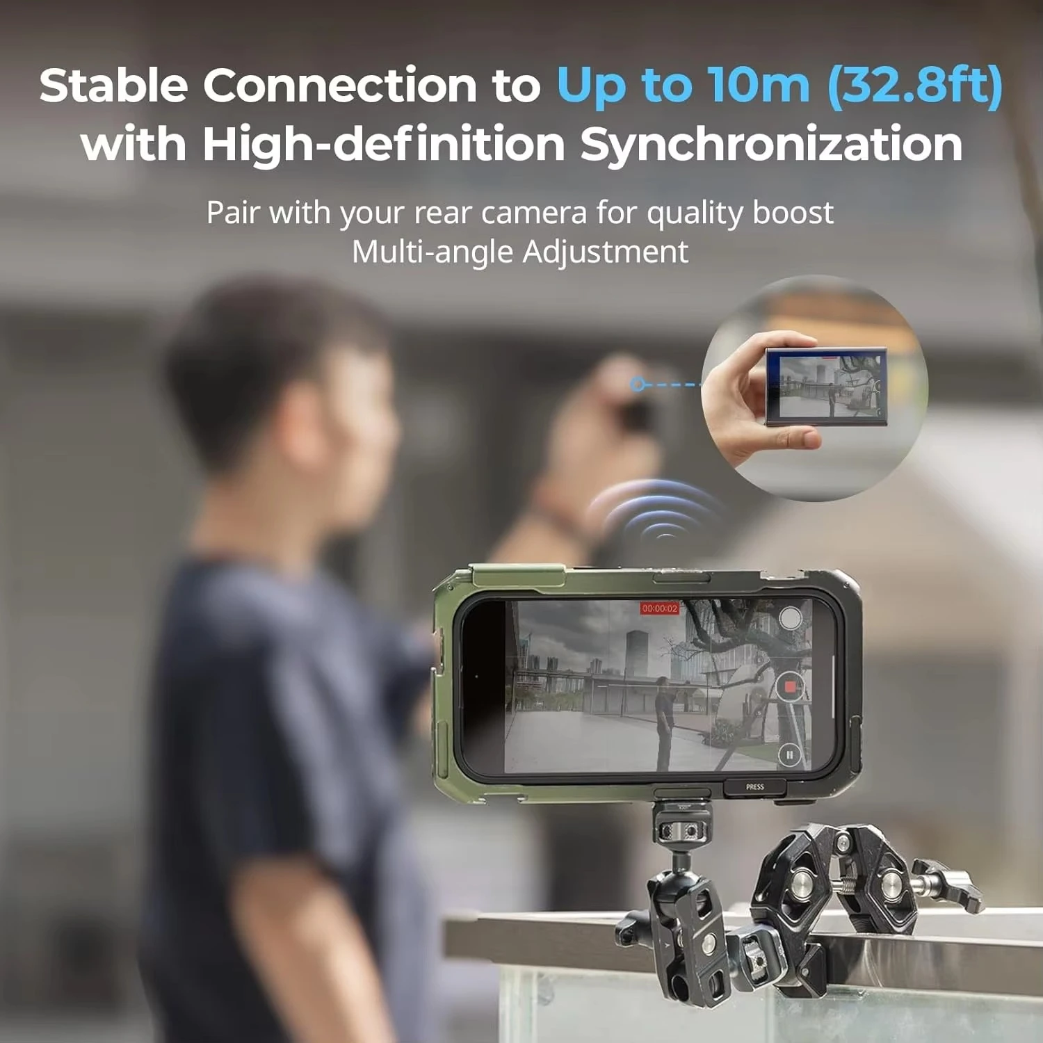 1080P Wireless Video Monitor Screen for iPhone MagSafe 4850, Real‑Time Screen Sharing & Recording, 4K 30fps, Cold Screen Mode