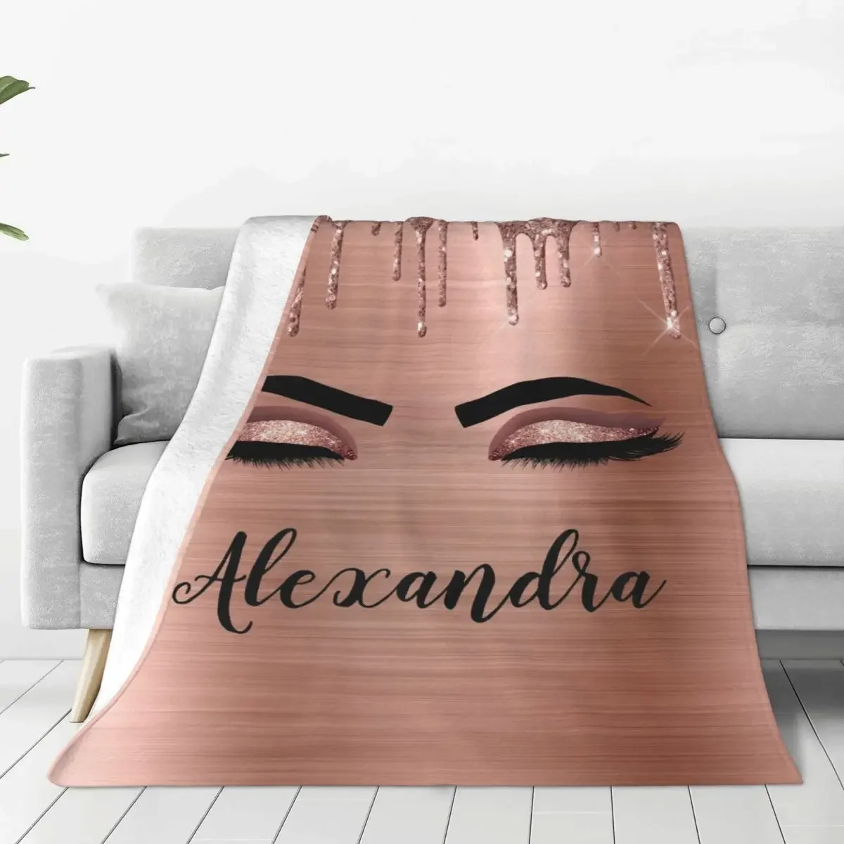 

Baby Blanket Rose Gold Glitter Sparkle Eyelashes Coral Fleece Plush Summer Cartoon Soft Babe Carpets Bed Travel Bedding Throws