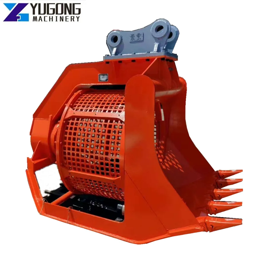 YG 30t 50t Excavator Sorting Sieve Bucket Hydraulic Rotary Screening Bucket Excavator Screening Bucket