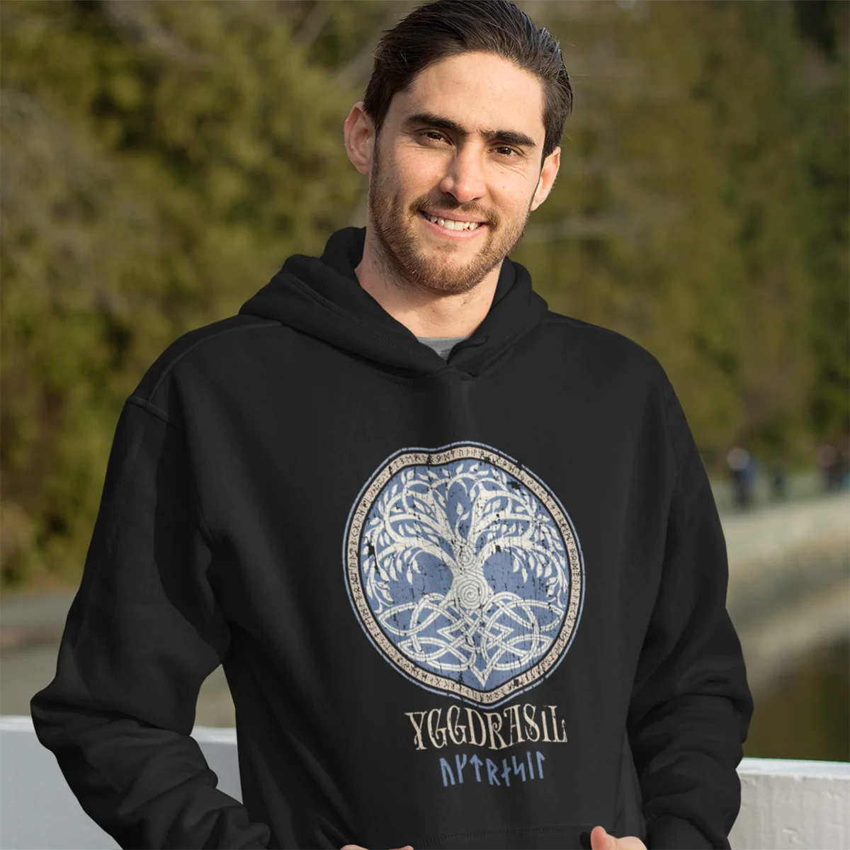 Norse Yggdrasil Tree of Life Hooded Viking Pagan Futhark Runes Distressed Celtic knot Valhalla Odin Mythology Jumpers Hoodies