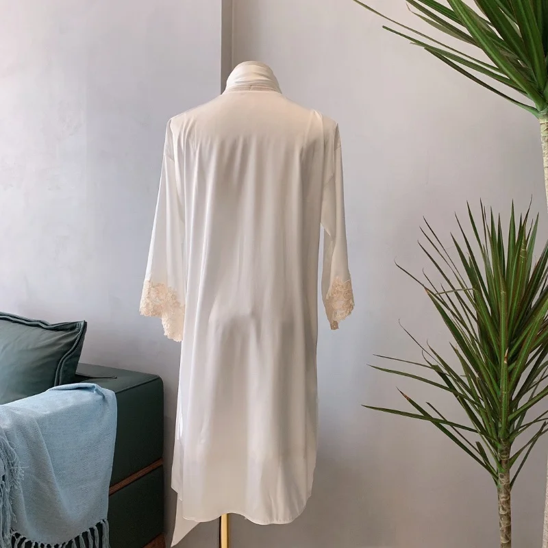 

French pure desire nightdress heavy lace exquisiteness comfortable skin-friendly wear pajamas bathrobe set high-appearance gift