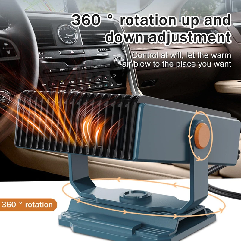 سخان مثبت على السيارة 12 فولت مع 360 درجة ° دعامة دوارة لإزالة الجليد وإزالة الضباب كلا أغراض تسخين التبريد سخان السيارة الجديد 2026 #2