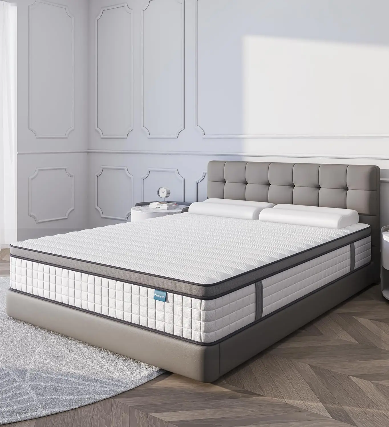 Matelas en mousse à mémoire de forme hybride, matelas complet de 10 pouces dans une boîte, polymères blancs, doux et confortables, optimisme moyen