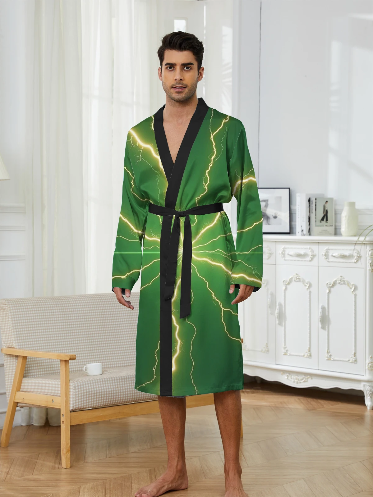 1pcs Men's Robes 2026 Spring/Summer Bathrobe man robe Bathrobe Funny pajamas Bathrobe men Graphic 3D Printed Breathable