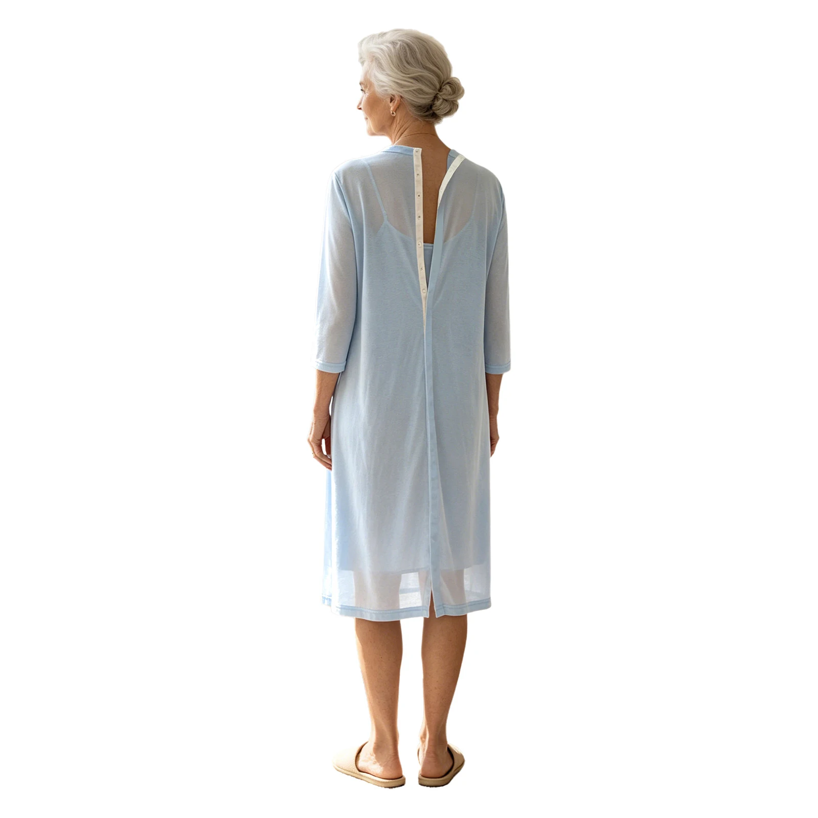Women Elderly Adaptive Jacket Homewear Nightdress Front Back Button Long Sleeve Knitted Cardigan Outerwear Special Needs Clothes