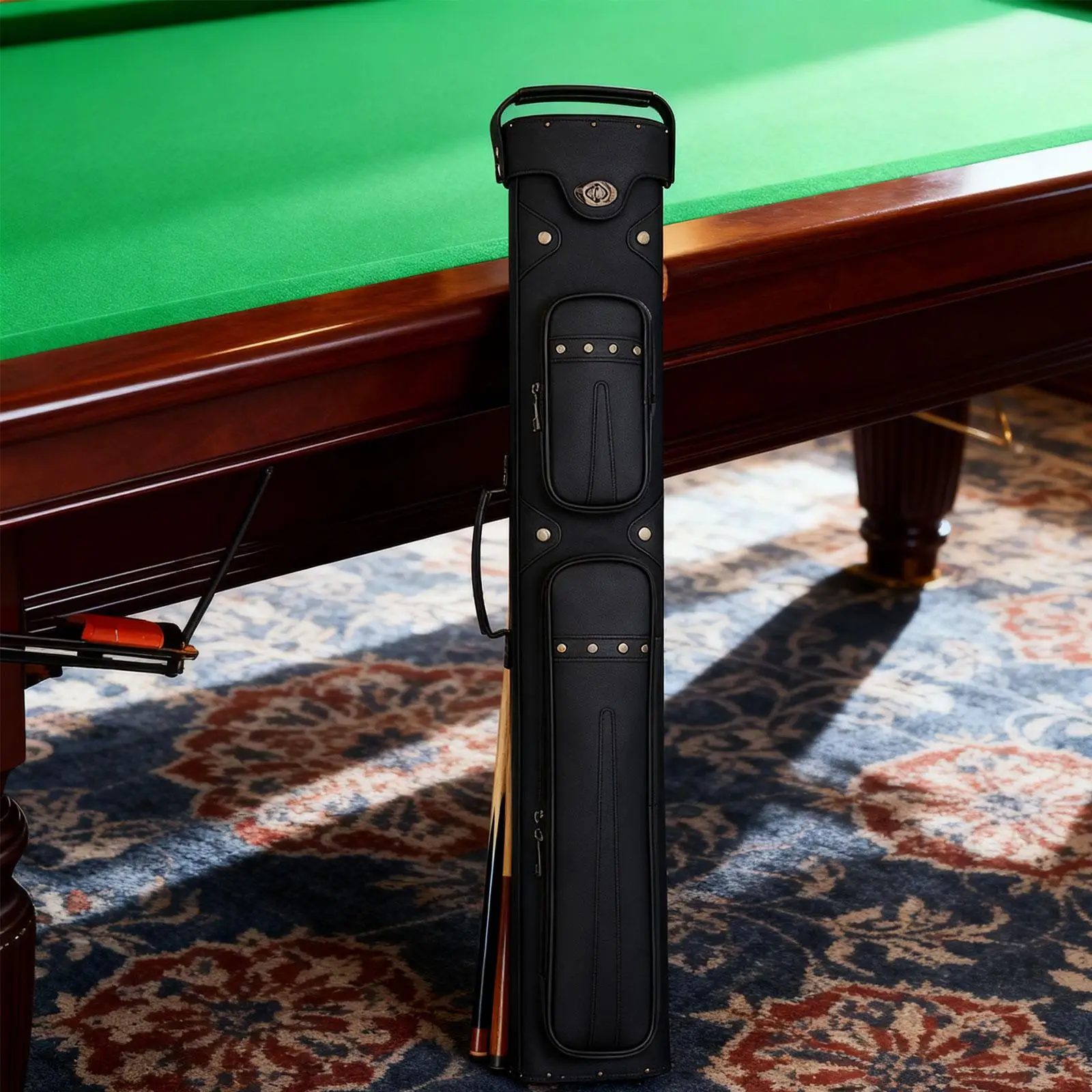 

Pool Cue Bag PU Leather Lightweight 1/2 Storage Case with Handle for Billiard Players Gift and Repair Kit
