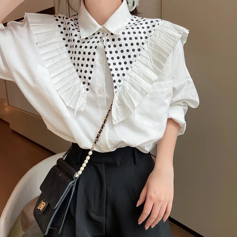 Ruffle Shawl Fake Collars for Women Dress Shirt Floral False Collar Woman Half Shirt Detachable Collar Decorative Faux Col Tie