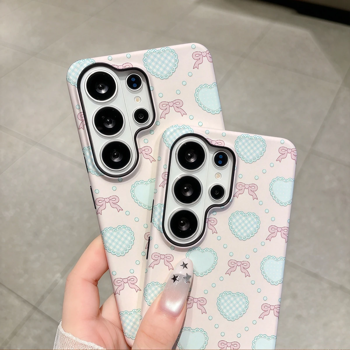 Sweet Heart Bow Phone Case For Samsung Galaxy S26 S25 Ultra S24 S23 Plus Hard Shock‑Absorption 2-in-1Protective Cover