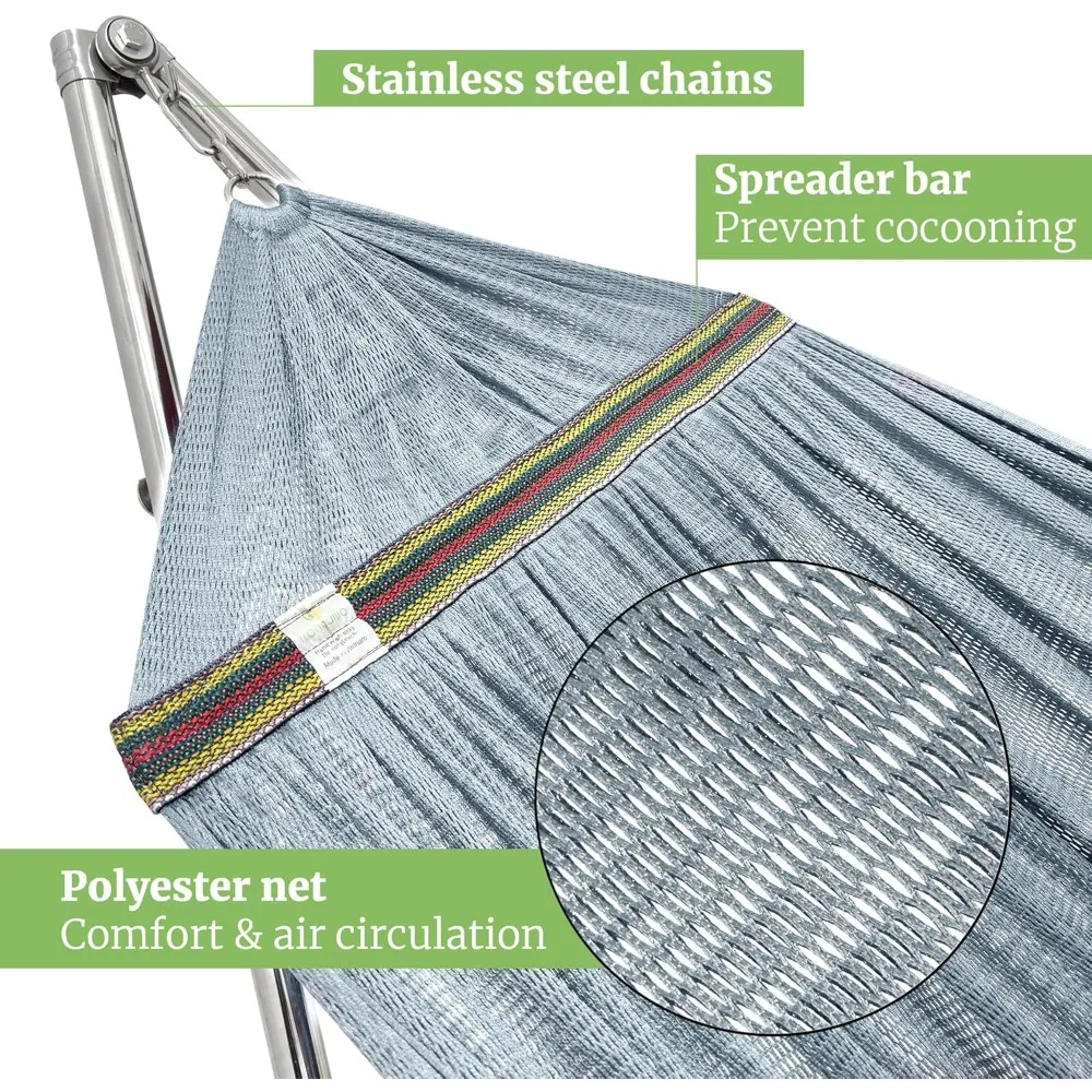 Двойной гамак с подставкой, грузоподъемность 650 фунтов, двойной гамак с распоркой, твердая нержавеющая сталь класса 201, набор 30 s, прочный F