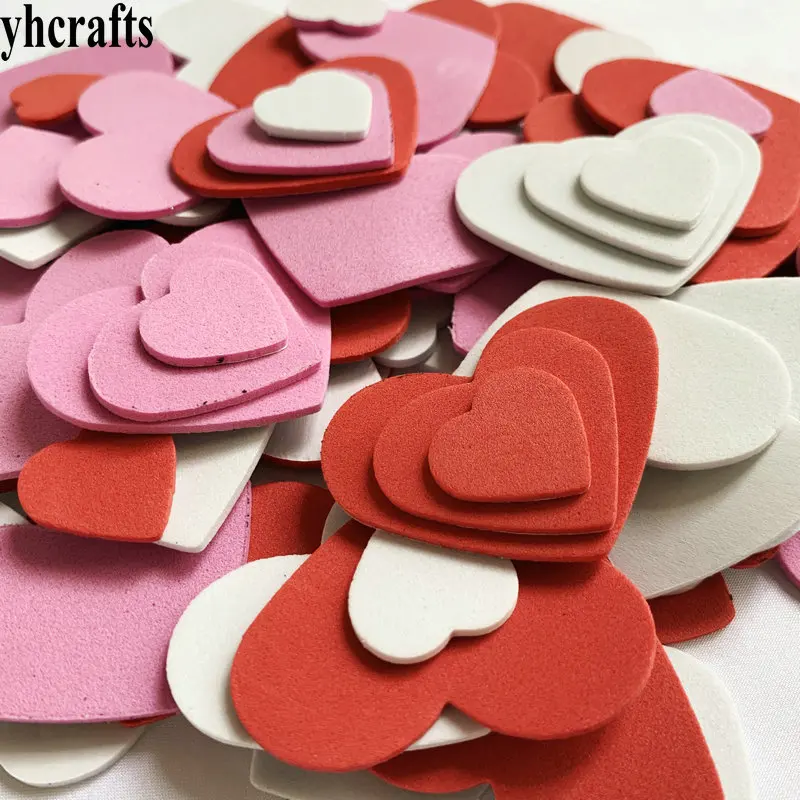 500PCS White red pink heart foam stickers Valentines' days Mother's day Wedding party crafts bulk wholesale OEM