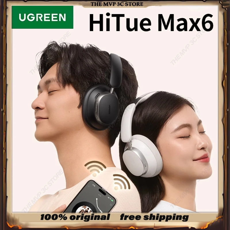 UGREEN Cuffie Wireless HiTune Max6 Con ANC Adattivo, LDAC, 120h Di Batteria – Suono Hi-Res E Audio Spaziale