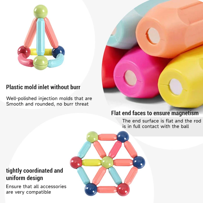 어린이 자기 생성자 블록 세트 장난감 몬테소리 DIY 3D 자석 빌딩 퍼즐 교육 장난감 자기 공 및 막대 장난감